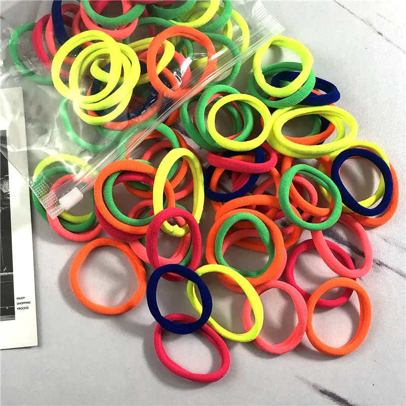 50PCS/100PCS Set Hair Bands for Women Girl Basic Rubber Ties Ropes 4cm
