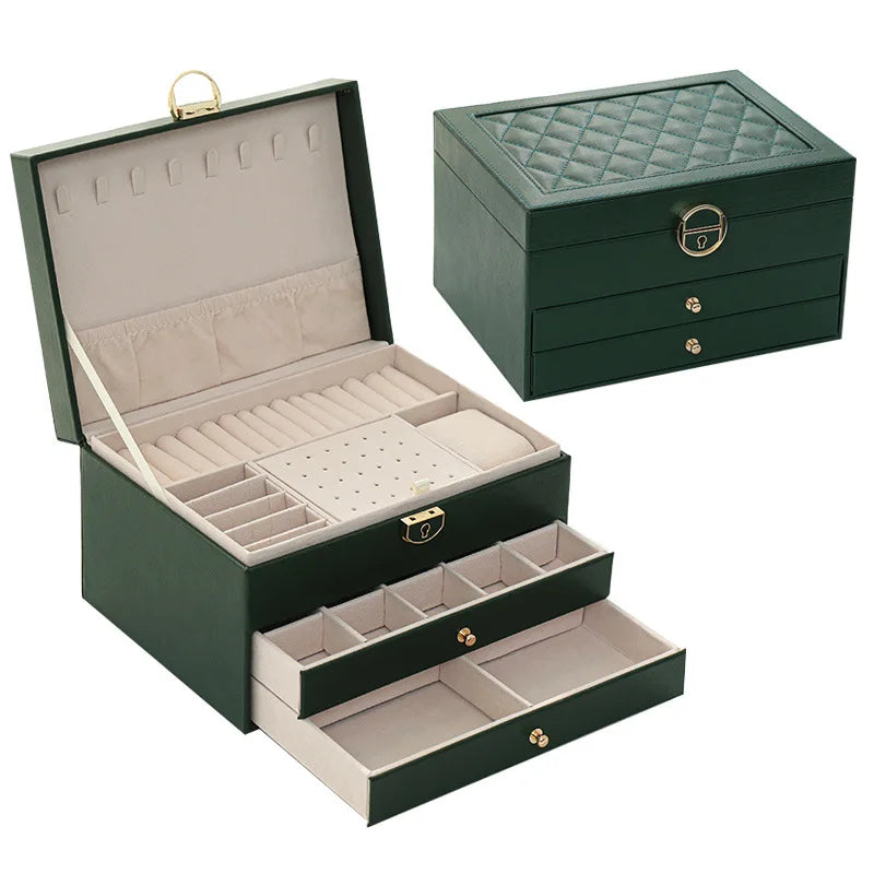 Large Jewelry Storage Box Multi-Layer Organizer For Jewelry Necklace Earring