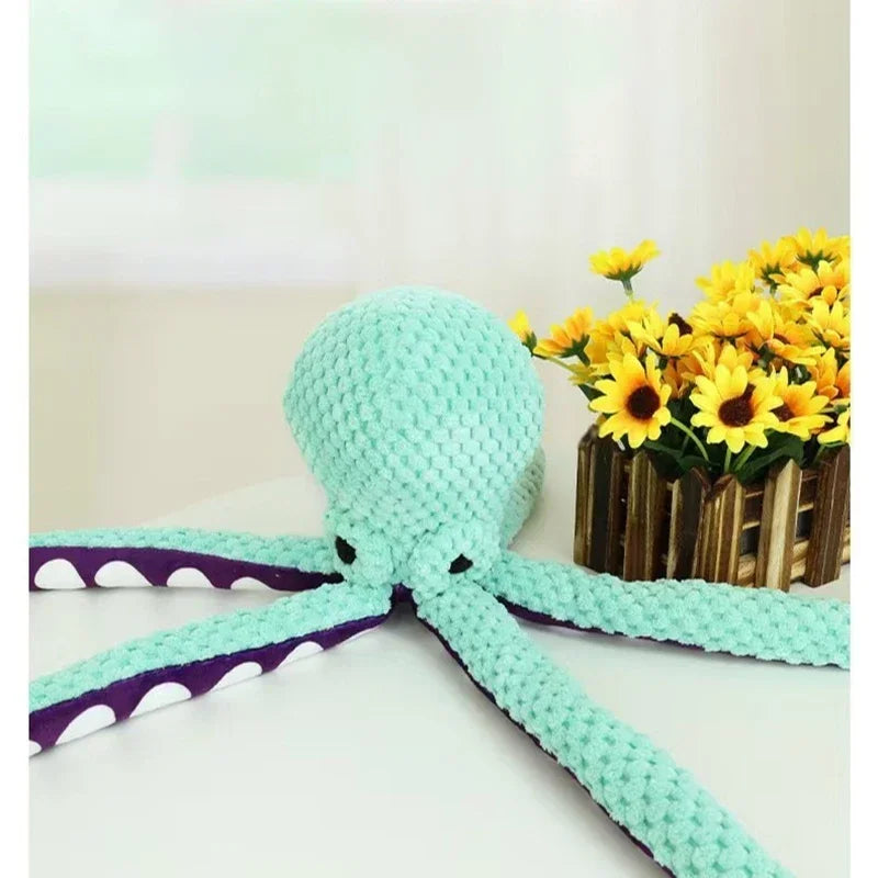 Dog Interactive Toys Sound Plush Octopus Chewing Toys Durable Stuffed Puppy Toys
