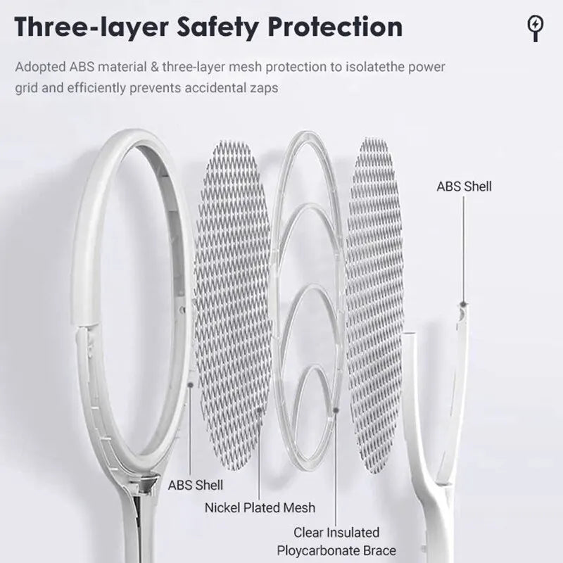 5 In 1 Fast Charging Racket Kill Fly Bug Safety Insulated Battery Powered