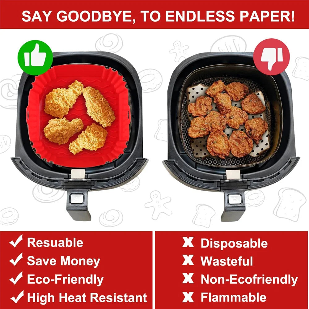 22cm Reusable Airfryer Pan Liner Accessories Silicone Air Fryers Oven Baking Tray