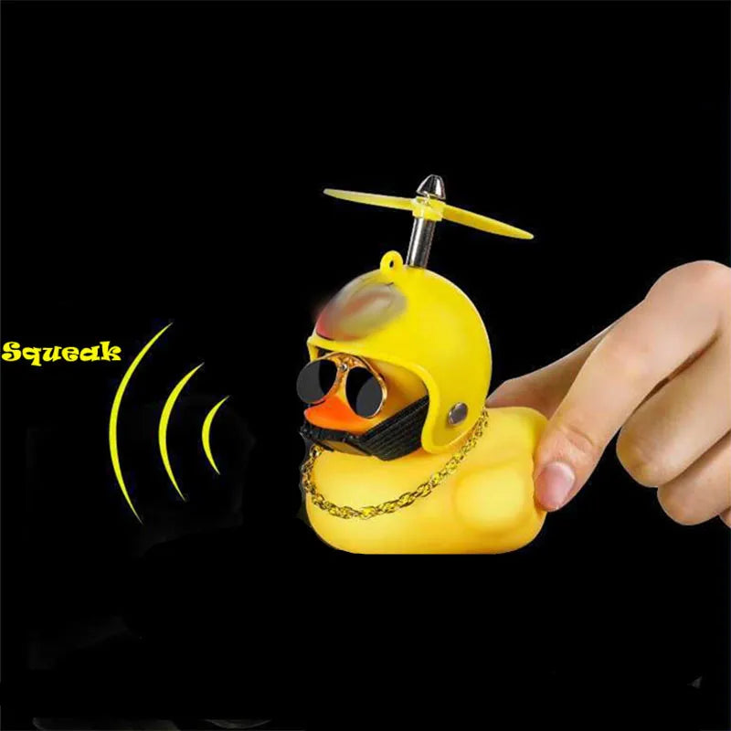 Car Duck With Helmet Broken Wind Pendant Small Yellow Duck Road Bike Motor Helmet Riding