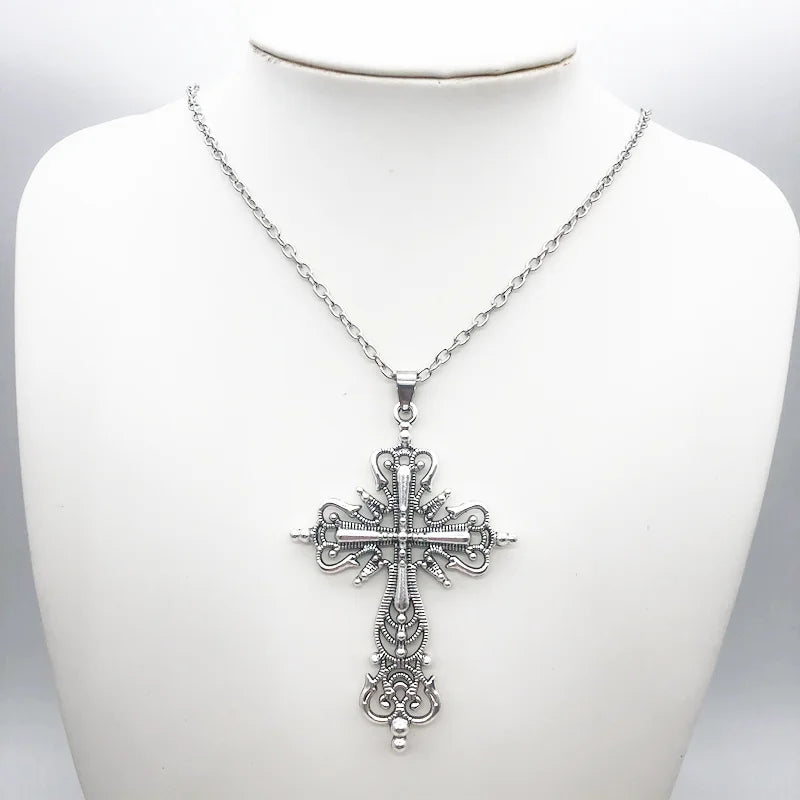 Gothic Dark Style Cross Pendant Necklace Rock Punk Goth Fashion Necklaces For Women Men