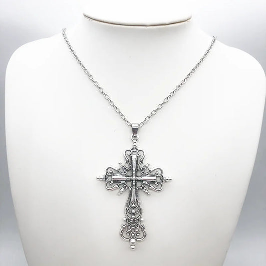 Gothic Dark Style Cross Pendant Necklace Rock Punk Goth Fashion Necklaces For Women Men