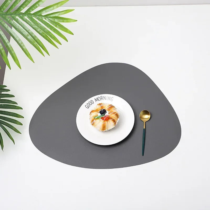 4PCS PU Waterproof Oilproof Dinner Table Placemats Non Slip Heat Resistance Washable Table