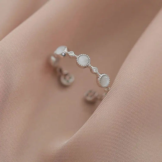 925 Sterling Silver Round Crystal Adjustable Rings For Women Wedding Engagement Luxury