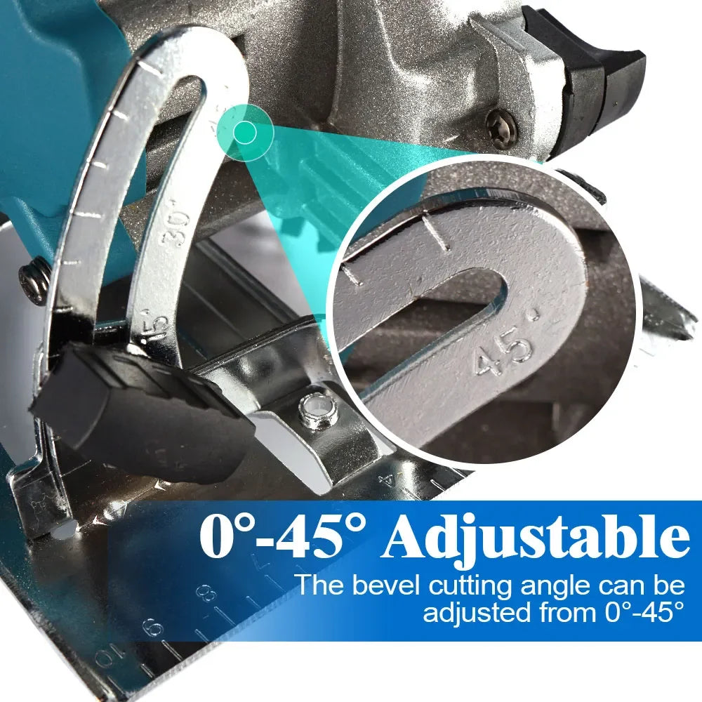 Brushless 5 Inch 125mm Electric Circular Saw Cordless 0-45° Adjustbale Woodworking Cutting