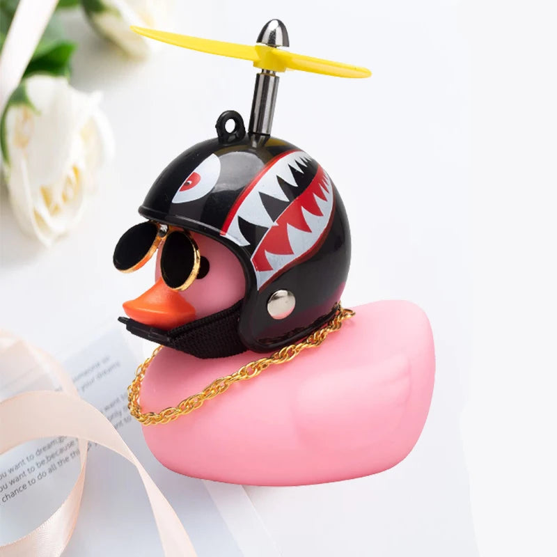 Car Duck With Helmet Broken Wind Pendant Small Yellow Duck Road Bike Motor Helmet Riding