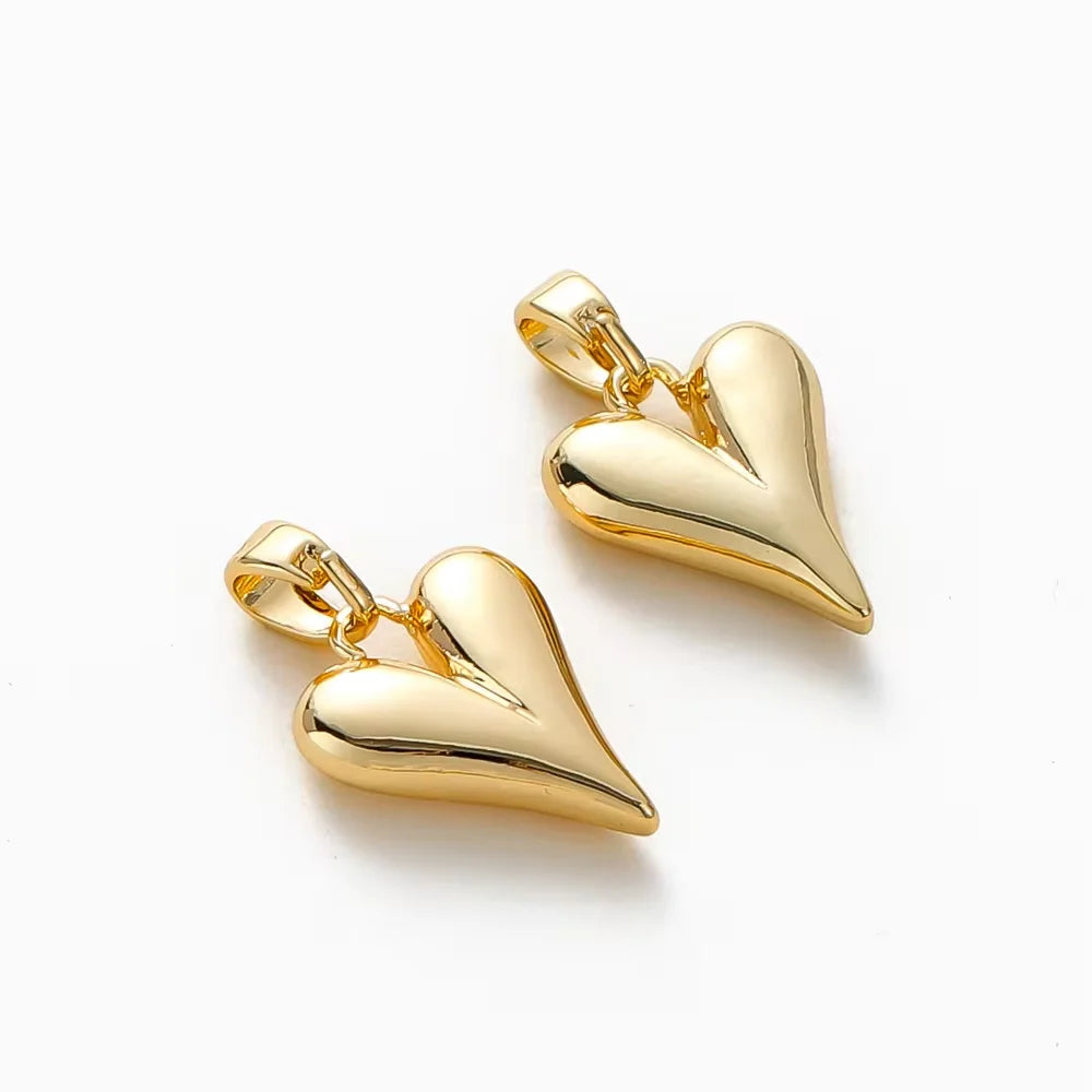 4pcs 18K Gold Plated Small Peach Heart Charms For Jewellery Making DIY Earrings