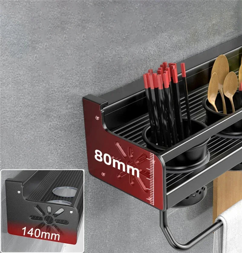 Kitchen Shelf Wall-Mounted Spice Storage Racks Kitchen Knife Holder Seasoning Shelf Organizer