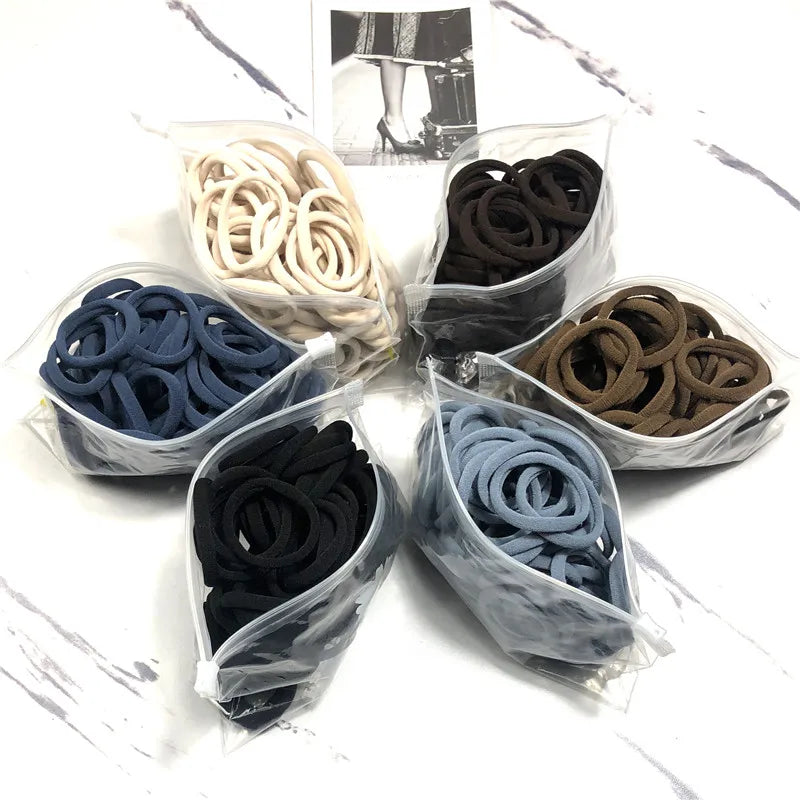 50PCS/100PCS Set Hair Bands for Women Girl Basic Rubber Ties Ropes 4cm