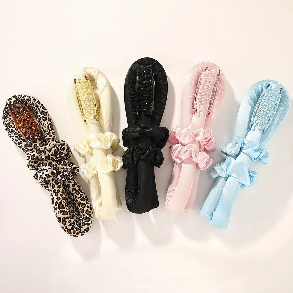 Heatless Curling Rod Headband No Heat Silk Curls Ribbon Hair Rollers Sleeping Soft Headband