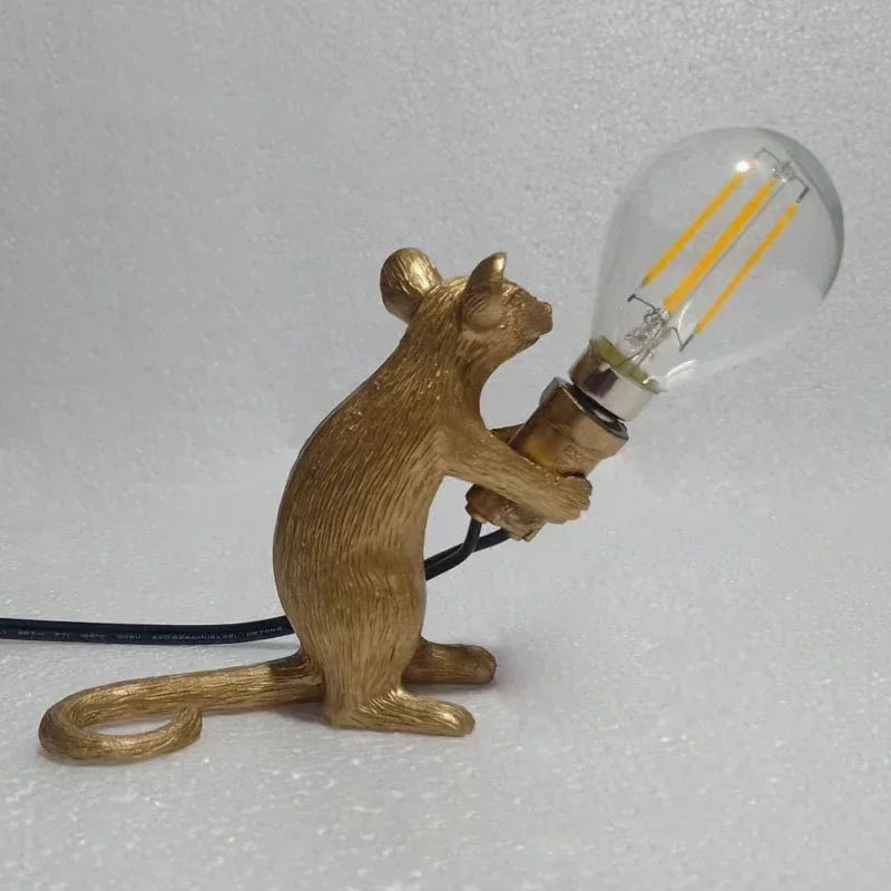 Nordic Cartoon Mouse Resin Night Lamp, Resin Animal Rat, Home Decor, Bedside Lighting