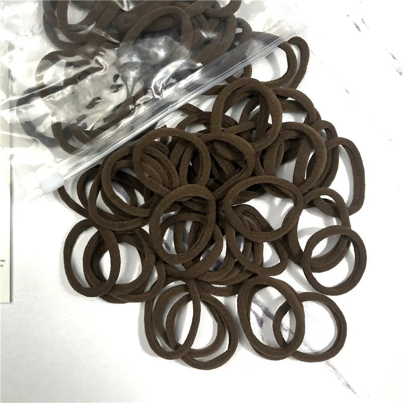 50PCS/100PCS Set Hair Bands for Women Girl Basic Rubber Ties Ropes 4cm