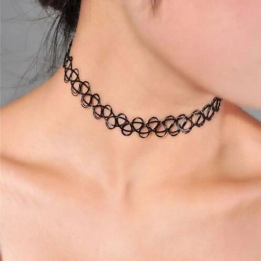 1Pc Fashion Choker for Girl Multi Color Necklace Vintage Elastic Braided Fish Thread Choker