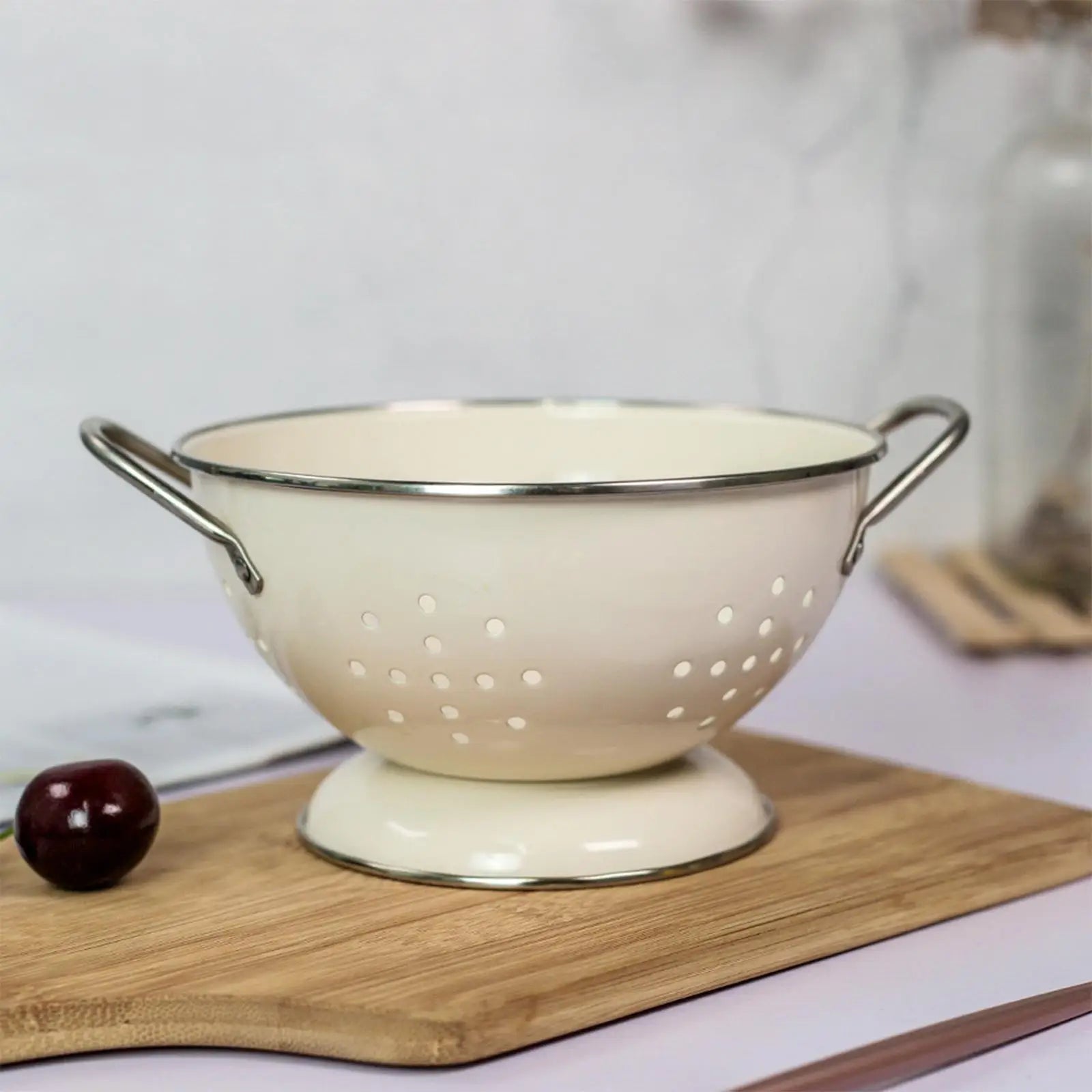 Enamel Coated Fruit Basket Drainage Bowl Vegetable Strainer Plate Fruit Dishes Multipurpose