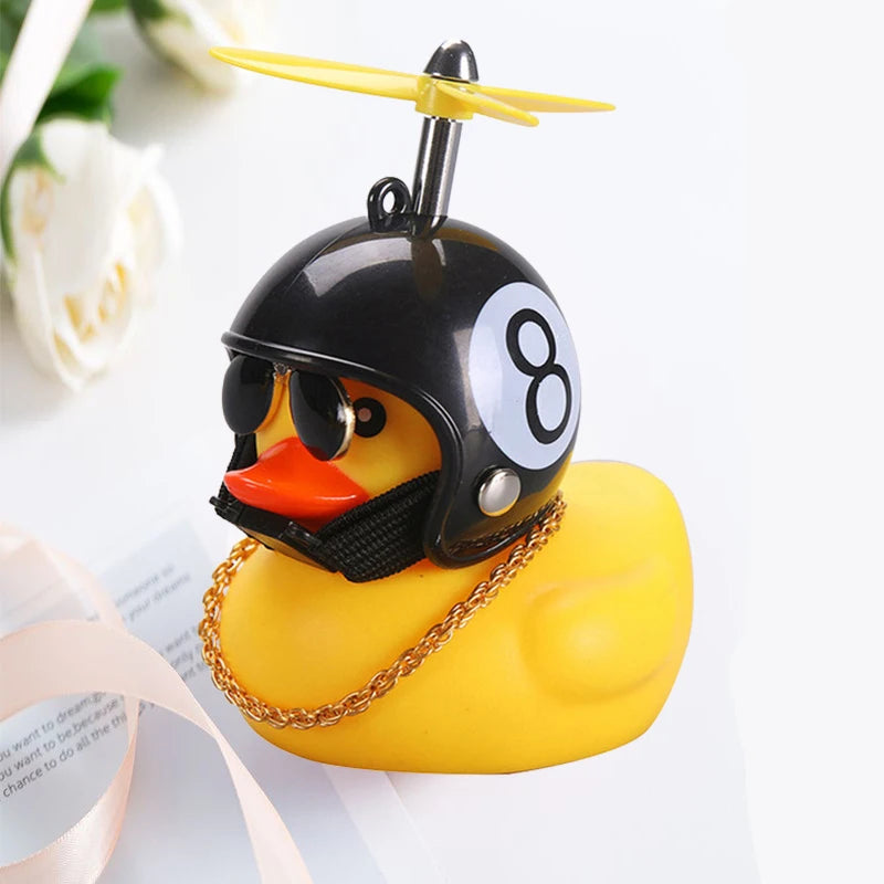 Car Duck With Helmet Broken Wind Pendant Small Yellow Duck Road Bike Motor Helmet Riding