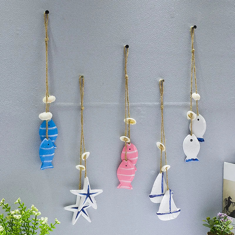 Blue Ocean Wooden Small Pendant Mediterranean Style Home Accessories Crafts