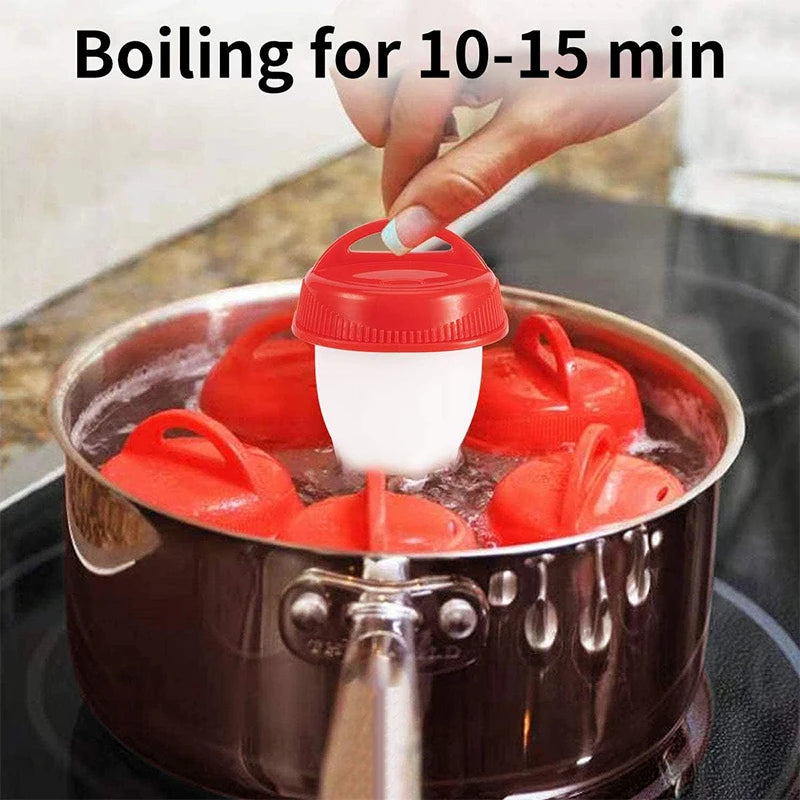 6PCS Egg Cooking Tool Non Stick Silicone Steaming Egg Cup Boiled In Water Egg Cup
