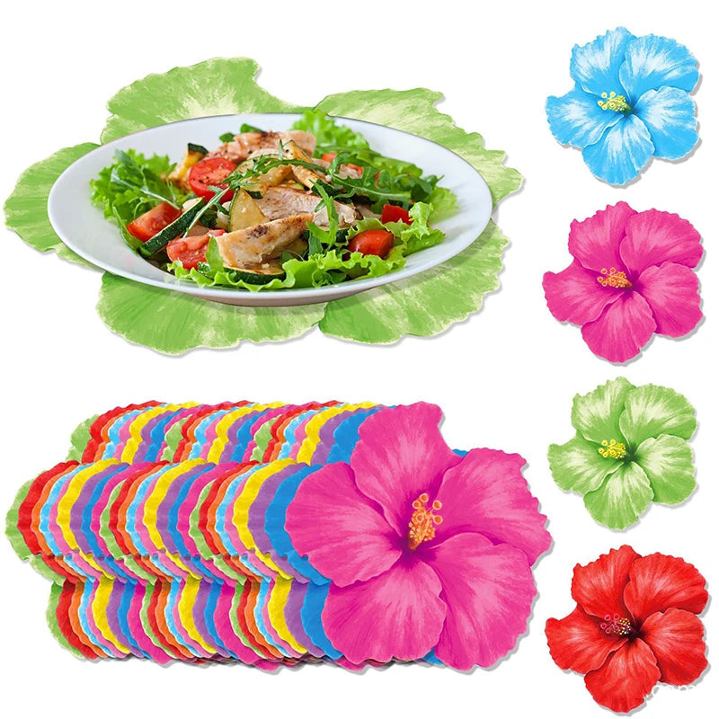 6PCS Hawaiian Flower Place Mat Wedding Party Dining Decor Paper Table Kitchen Accessories