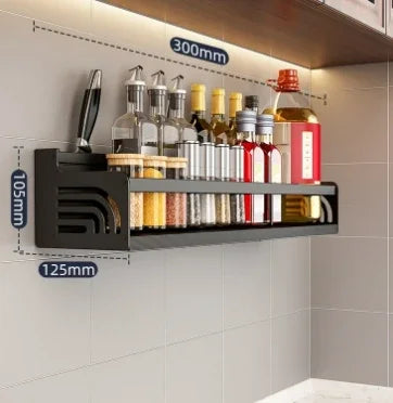 Kitchen Shelf Wall-Mounted Spice Storage Racks Kitchen Knife Holder Seasoning Shelf Organizer