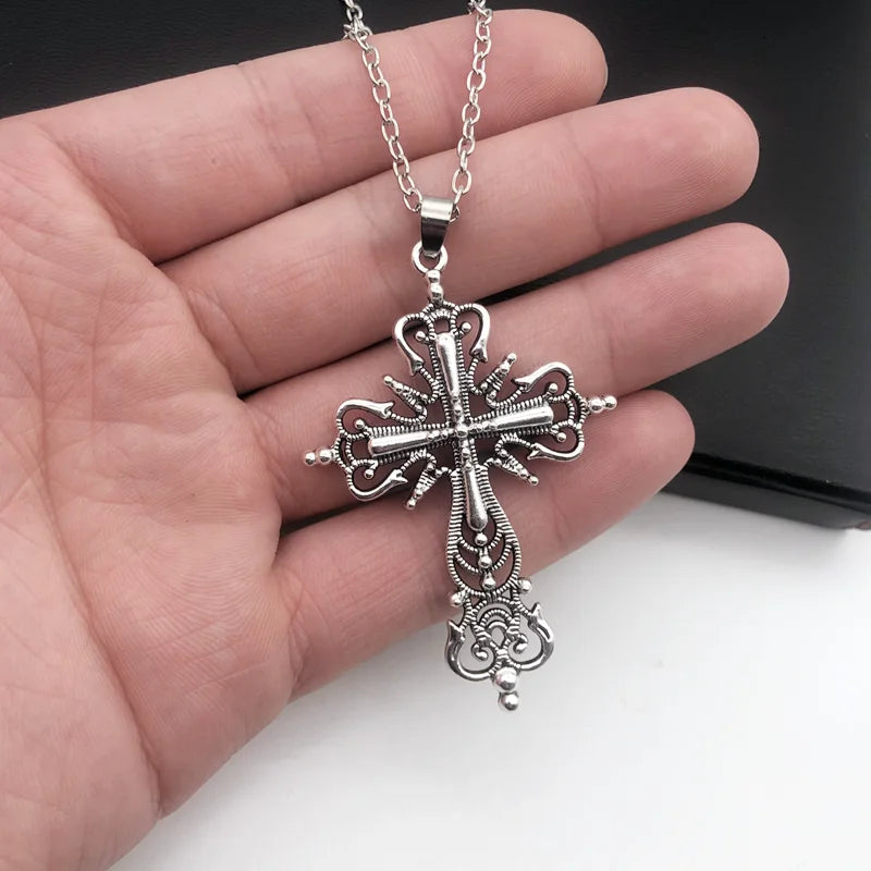 Gothic Dark Style Cross Pendant Necklace Rock Punk Goth Fashion Necklaces For Women Men