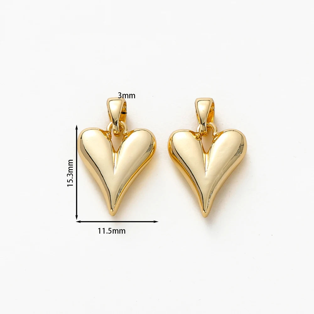 4pcs 18K Gold Plated Small Peach Heart Charms For Jewellery Making DIY Earrings