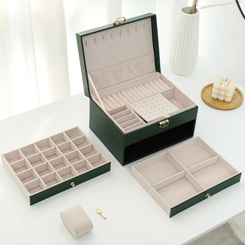Large Jewelry Storage Box Multi-Layer Organizer For Jewelry Necklace Earring