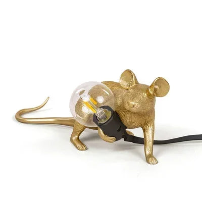 Nordic Cartoon Mouse Resin Night Lamp, Resin Animal Rat, Home Decor, Bedside Lighting