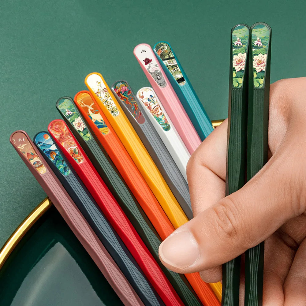 Colourful 5/10Pairs Chopsticks for Non-Slip Food Sticks Chop Sticks Reusable