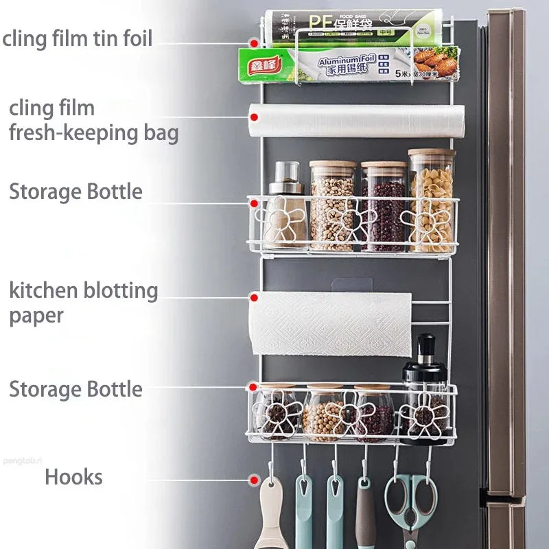 Kitchen Organizer Side Shelf Fridge Wall Hanger Storage Rack Bottle Refrigerator Shelf Spice