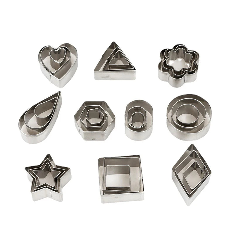 Stainless Steel DIY Baking Mini 30-Piece Set Geometric Pattern Biscuit Mold Cake Mold Fruit