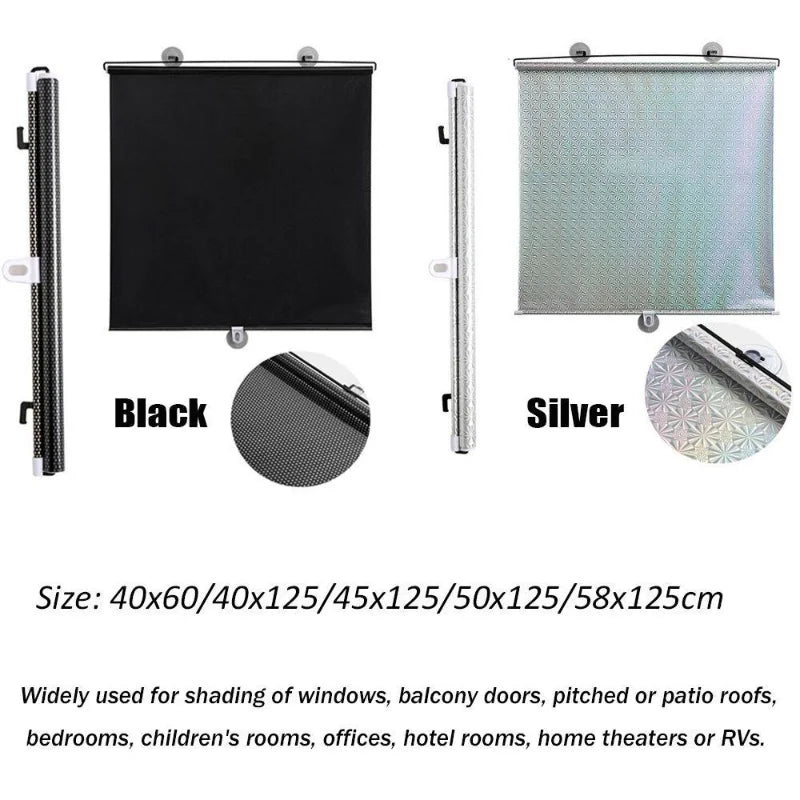 Universal Roller Blinds Suction Cup Sunshade Nail-free Blackout Curtain Car Bedroom Kitchen