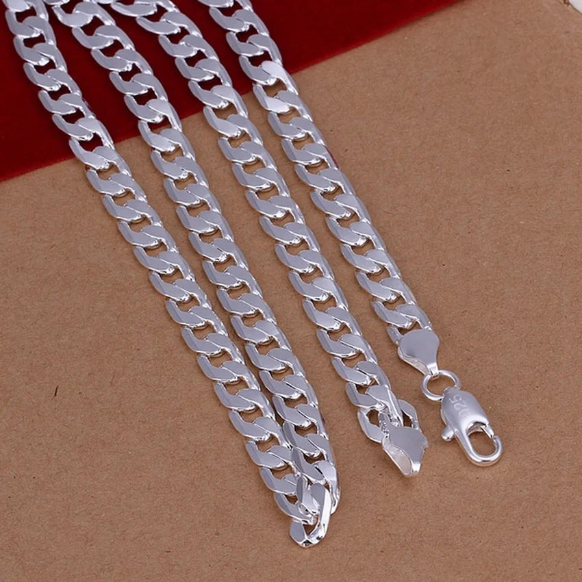 Fine 925 Sterling Silver Necklace exquisite noble luxury gorgeous charm fashion 6MM men solid