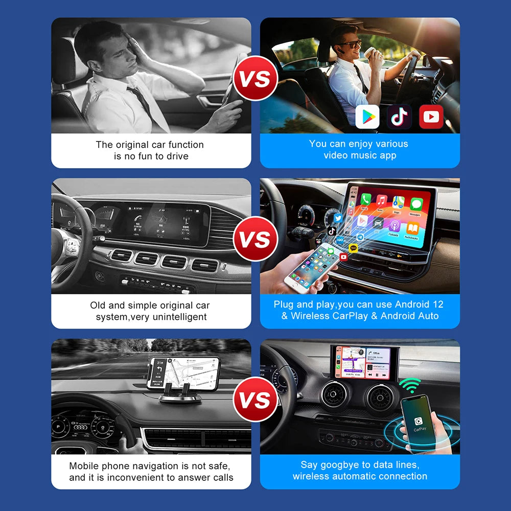 2+32G Ai Box Android 13 Wireless Android Auto & CarPlay Smart Tv Box Support Youtube Netflix Car