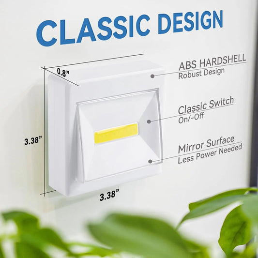 Battery Powered Interior Closet Light Switch LED Night Light Lamp Wireless