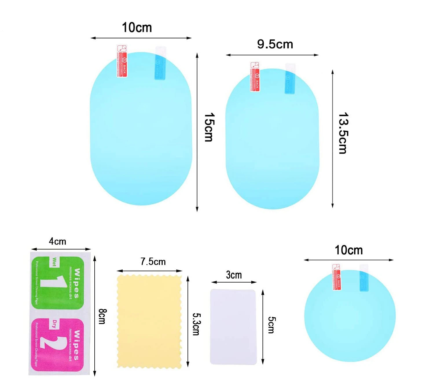 2PCS Car Sticker Rainproof Film For Car Rearview Mirror Car Rearview Mirror Rain Film Clear