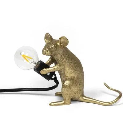 Nordic Cartoon Mouse Resin Night Lamp, Resin Animal Rat, Home Decor, Bedside Lighting
