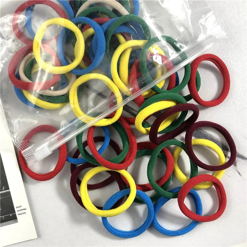 50PCS/100PCS Set Hair Bands for Women Girl Basic Rubber Ties Ropes 4cm