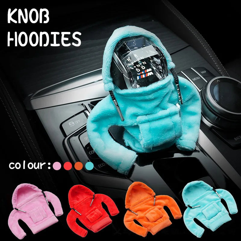 Fashion Mini Hooded Hoodie for Car Shift Lever, Polyester Pullover Headwear, Fit Interior Accessories