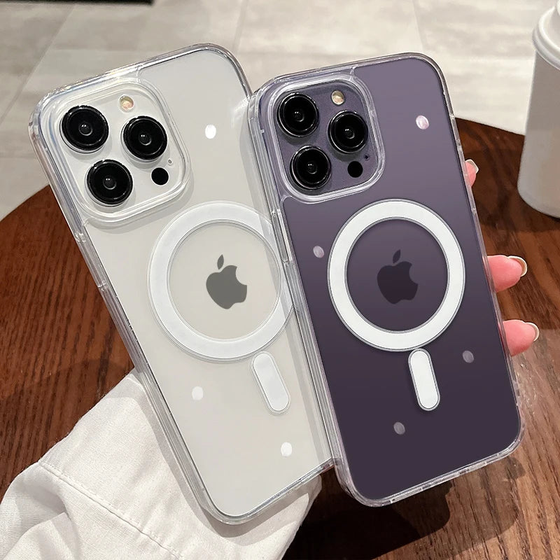 Magesafe Magnetic Transparent Wireless Charge Case For iPhone