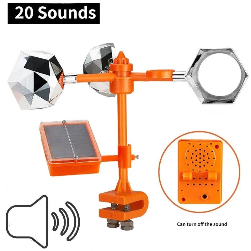 Garden vegetable field Ultrasonic Solar Bird Pest Repeller 360 Degree Rotating