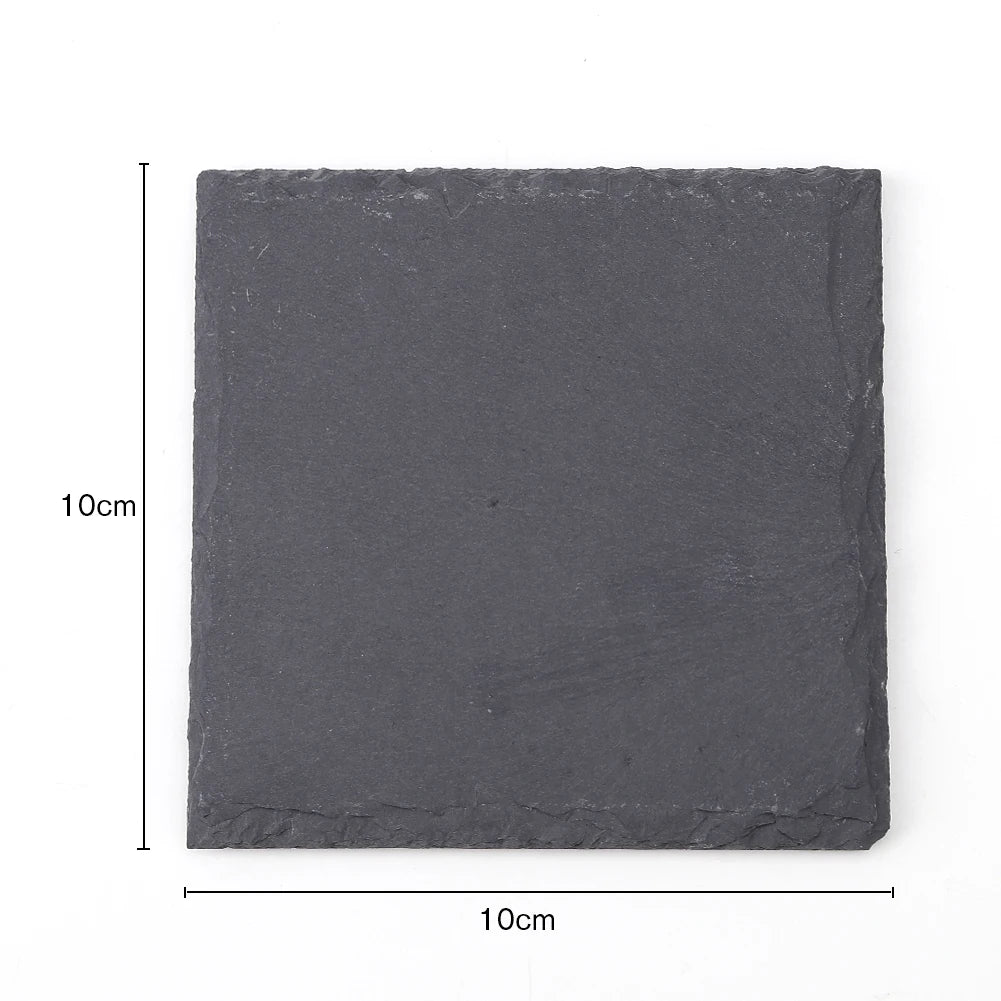 4pcs Cup Mat Reusable Natural Slate Drink Cup Placemats Eco-Friendly Square Antiskid Sturdy