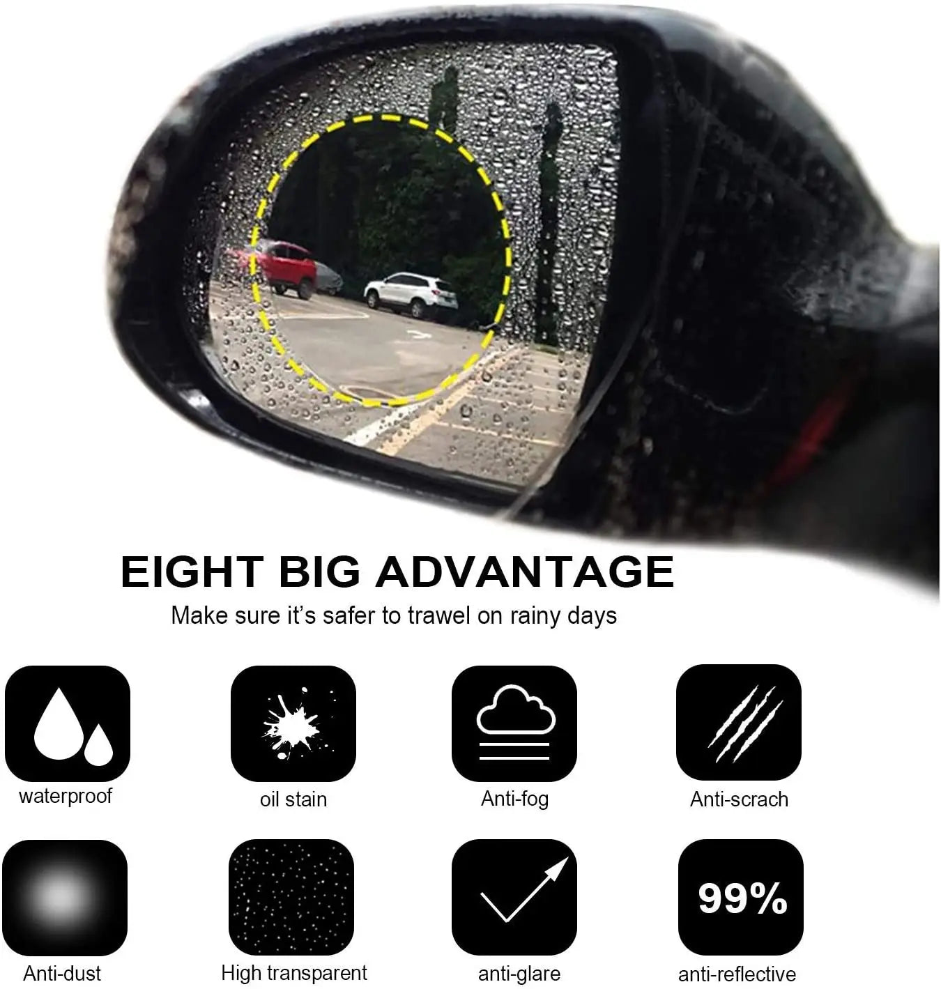 2PCS Car Sticker Rainproof Film For Car Rearview Mirror Car Rearview Mirror Rain Film Clear