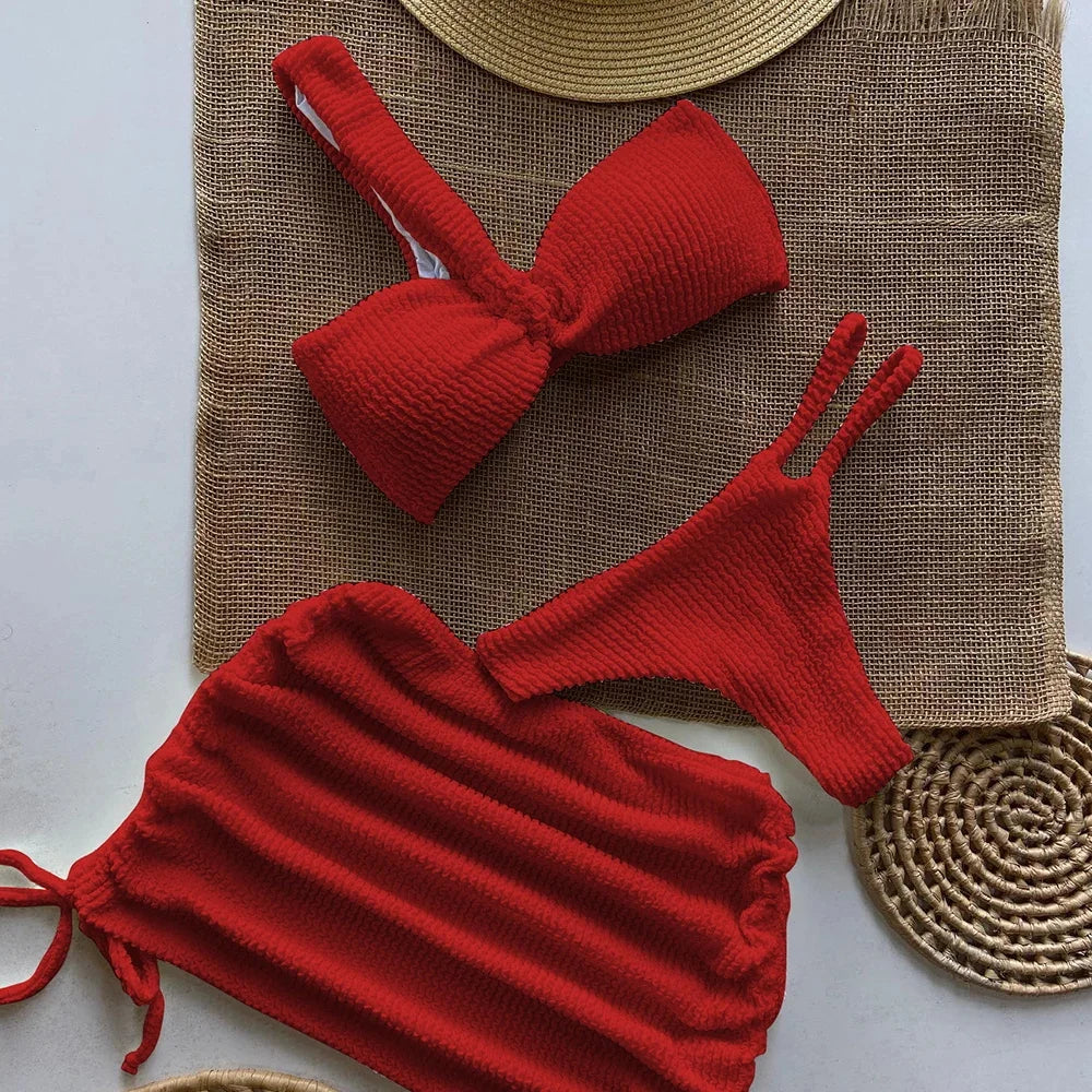 Sexy 3 pieces Micro Bikini 2025 Women Swimsuit Female Swimwear Thong Bikinis Set