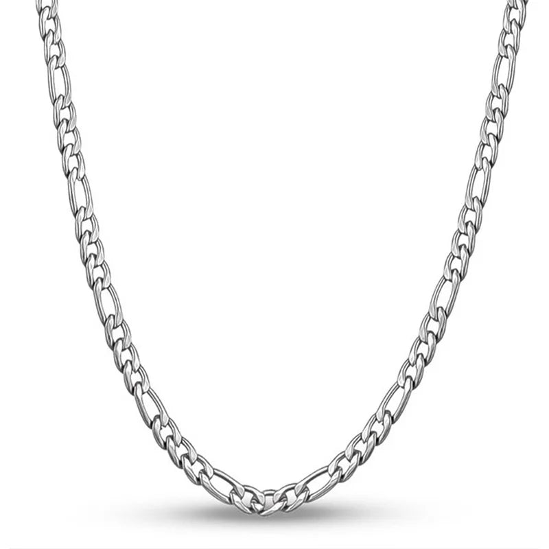 925 Sterling Silver 40-75cm Figaro Chain Necklace Men Women Fashion Simple Chain