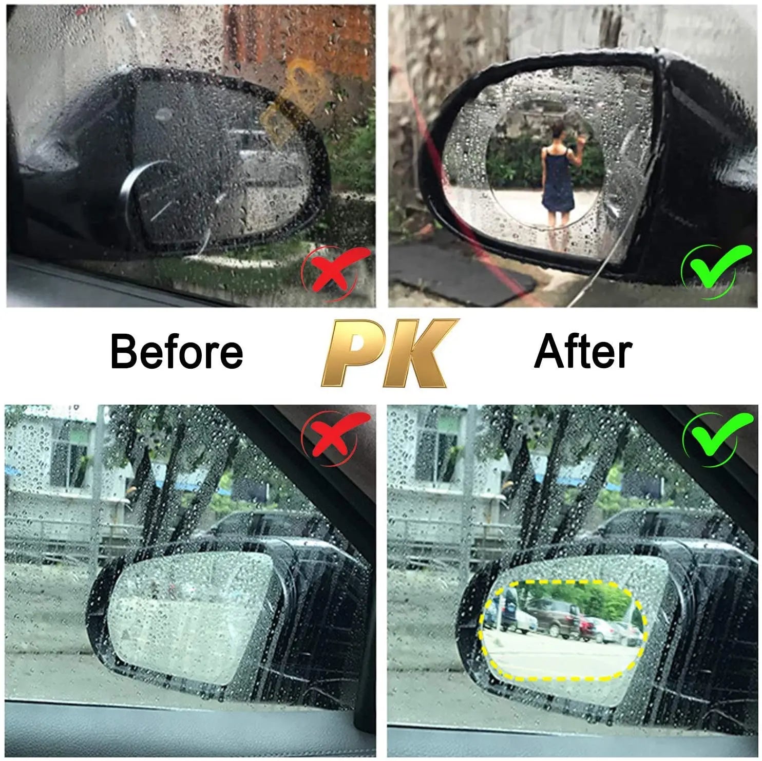 2PCS Car Sticker Rainproof Film For Car Rearview Mirror Car Rearview Mirror Rain Film Clear