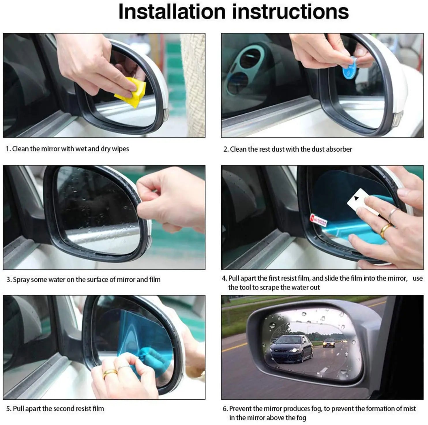 2PCS Car Sticker Rainproof Film For Car Rearview Mirror Car Rearview Mirror Rain Film Clear