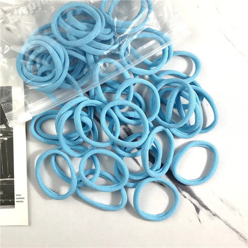 50PCS/100PCS Set Hair Bands for Women Girl Basic Rubber Ties Ropes 4cm