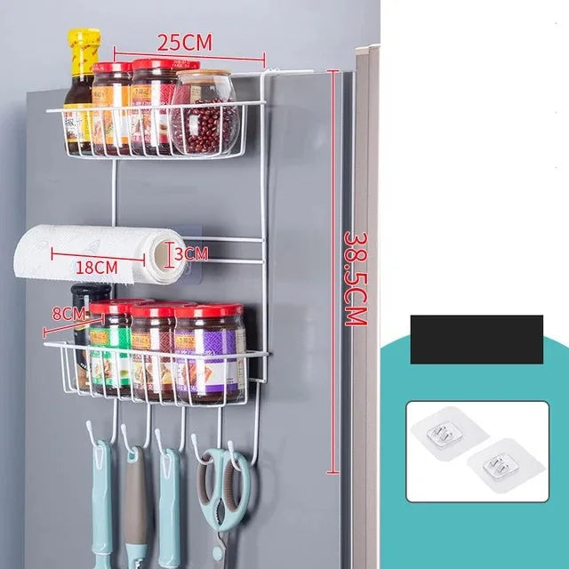 Kitchen Organizer Side Shelf Fridge Wall Hanger Storage Rack Bottle Refrigerator Shelf Spice